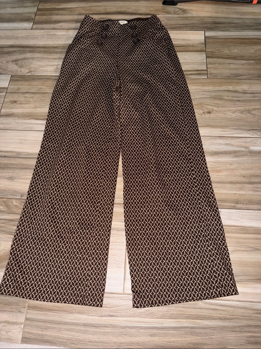 Max Studio Brown Geometric Wide-Leg Pants